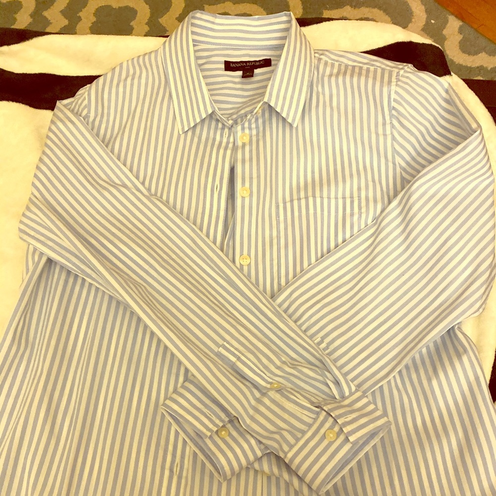 Light blue stripes bottom down shirt. NWOT
